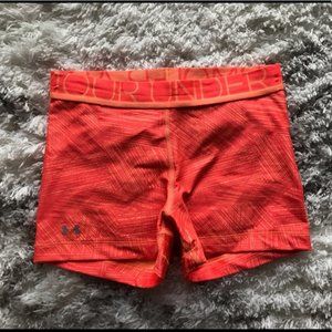 Under Armour Orange Spandex shorts for the Gym